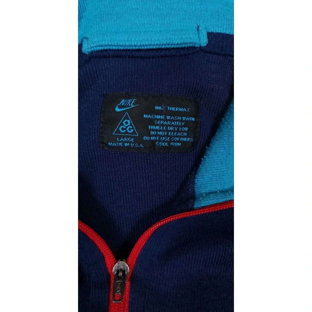 Nike ACG Sweater Mens Large Blue‎ 1/4 Zip Fleece Pullover Y2K USA Made Vintage